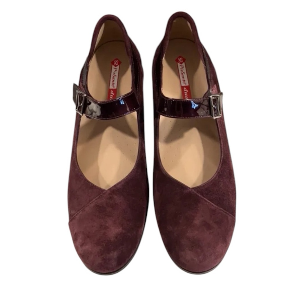 Purple burgundy Heels with Chunky Heel and Rounded Toe